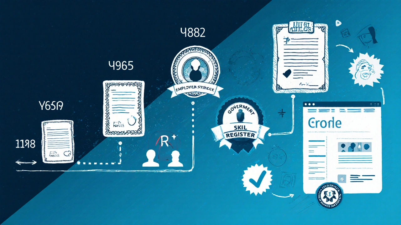 A timeline showing a small certification program growing into a trusted industry credential over five years.