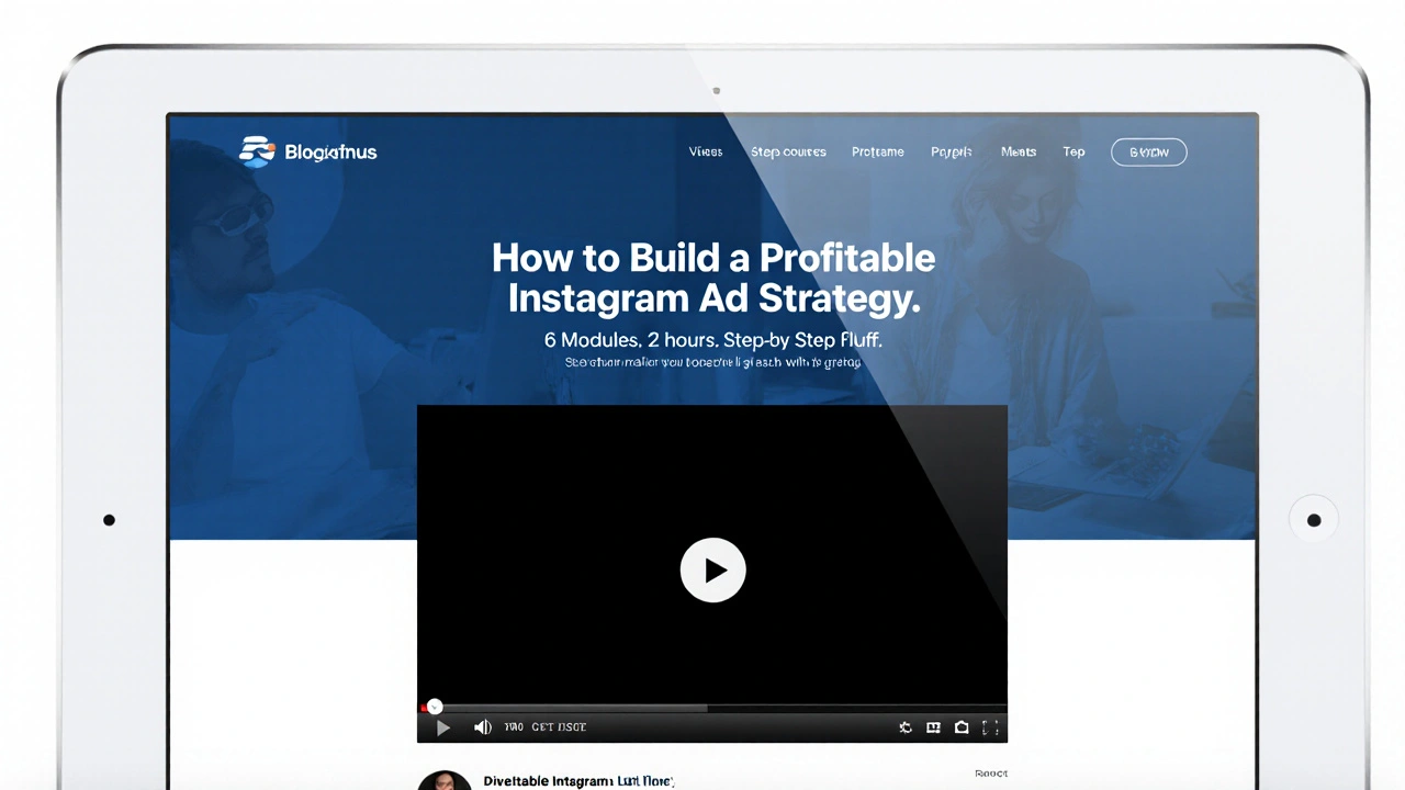 Course landing page with clear title and meta description displayed on tablet