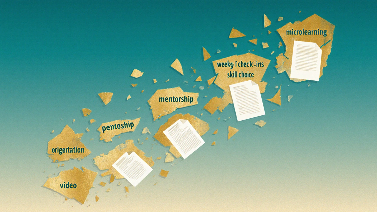 Fragmented training elements transforming into growth pathways of mentorship and skill choice.