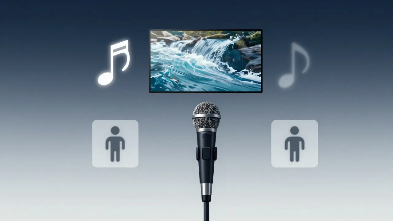 A visual workflow showing voiceover, music, B-roll, and icons coming together in a clean educational video production.