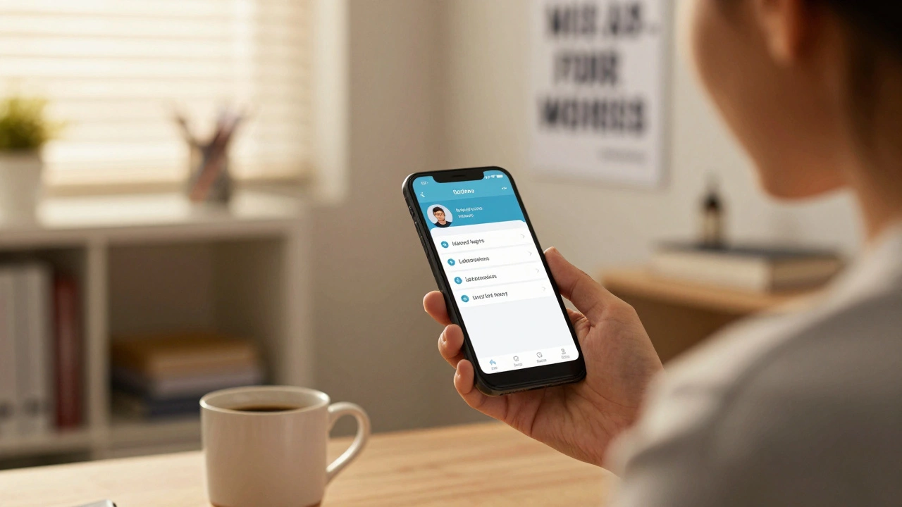 Academic advisor viewing a student&#039;s declining activity notification on a smartphone.