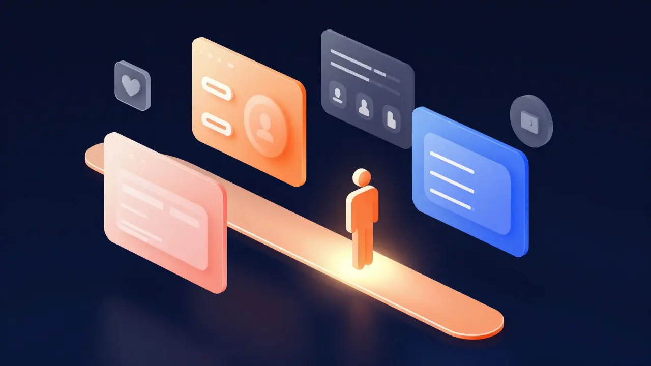 A 3D glowing path guiding a user through a digital interface