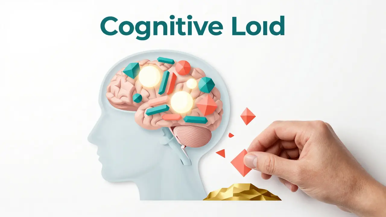 Illustration of a brain filling with colorful shapes being locked into a foundation by a hand.