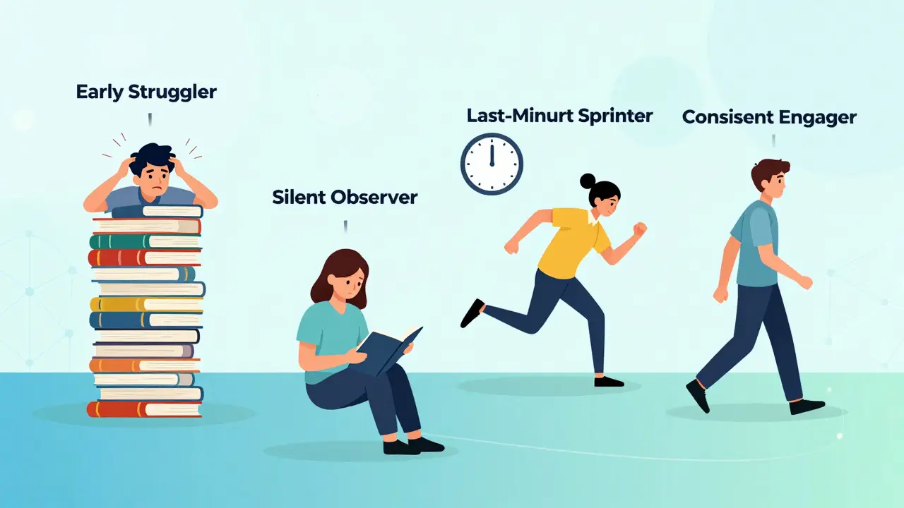 Illustration of four different student behavior archetypes in education