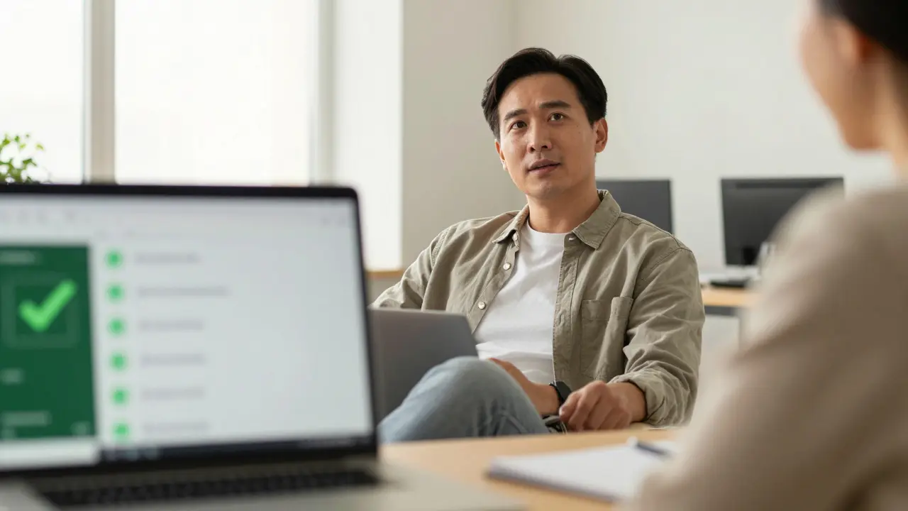 Relaxed instructor teaching while technology handles admin tasks invisibly.