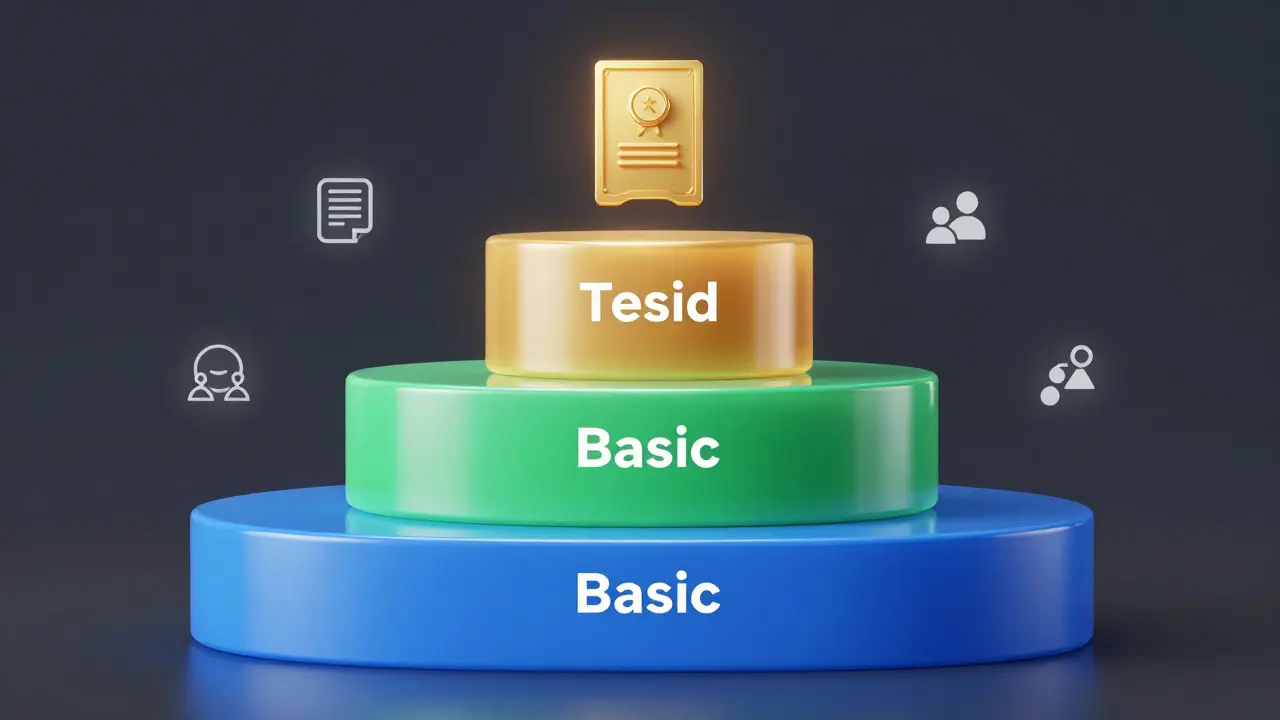 Three-tier glass pyramid illustrating basic, standard, and premium pricing options