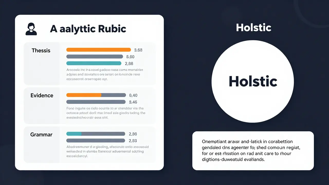 Vector graphic comparing analytic vs holistic grading methods
