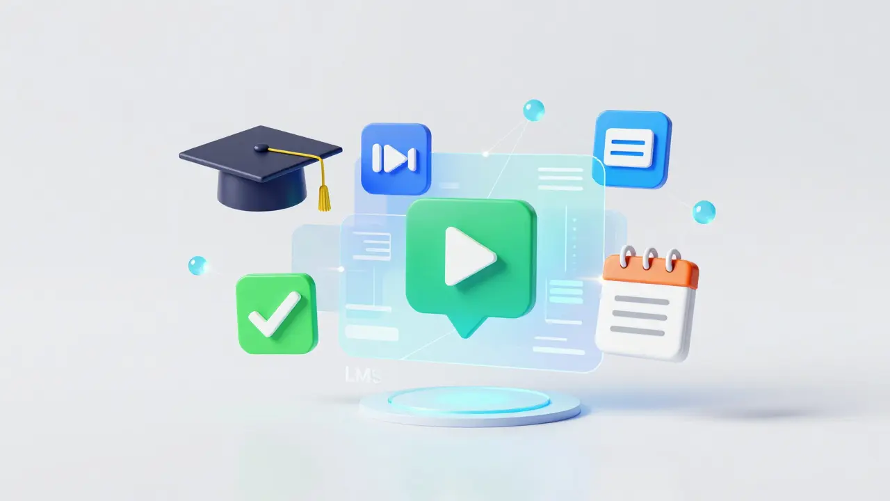 Abstract 3D visualization of integrated student data sources merging into a dashboard