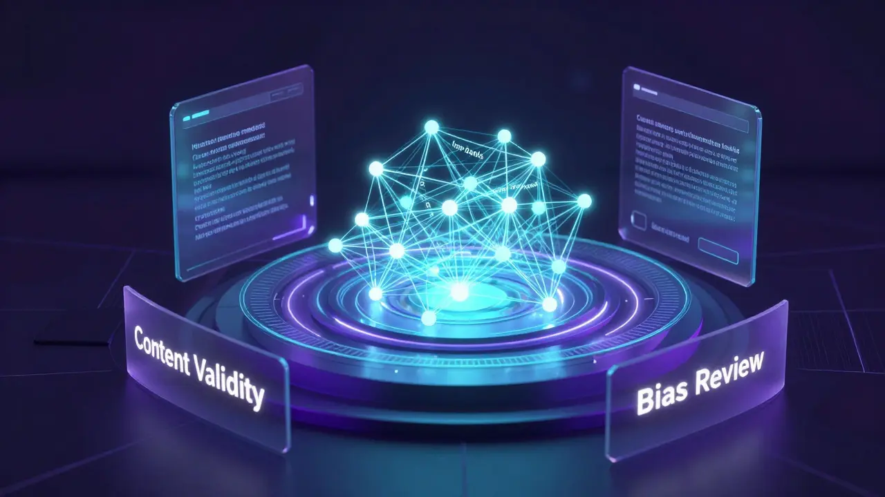 Abstract visualization of psychometric analysis and exam validity metrics.