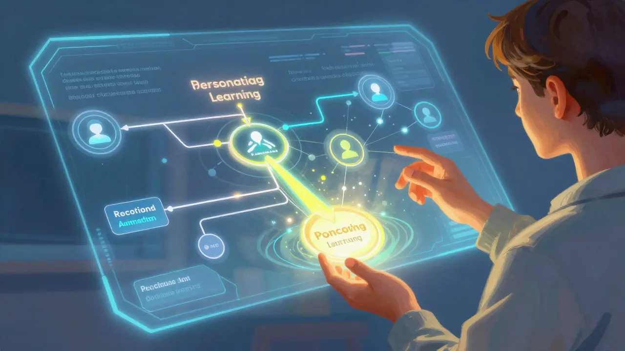 AI-powered personalized learning paths connecting to career success