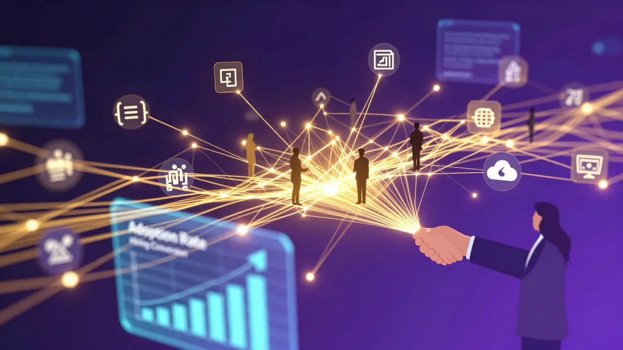 Glowing data threads connecting digital skills to hiring outcomes
