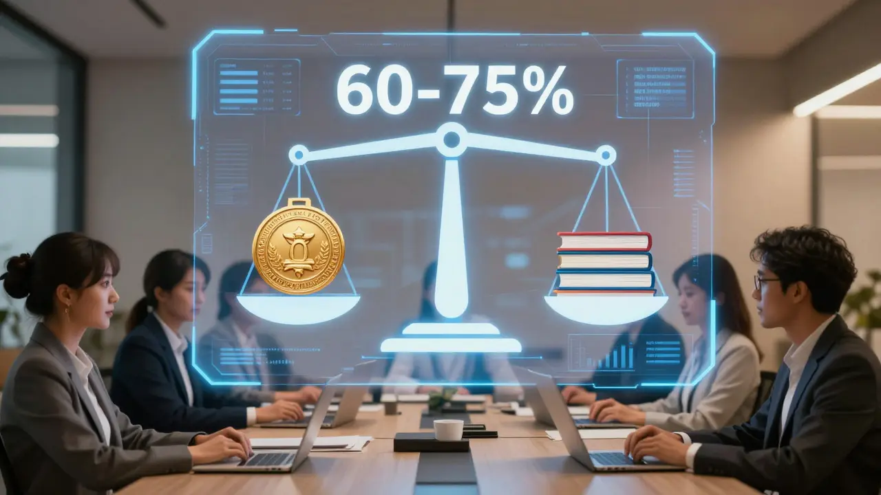 Holographic scale balancing exam rigor and candidate preparation success