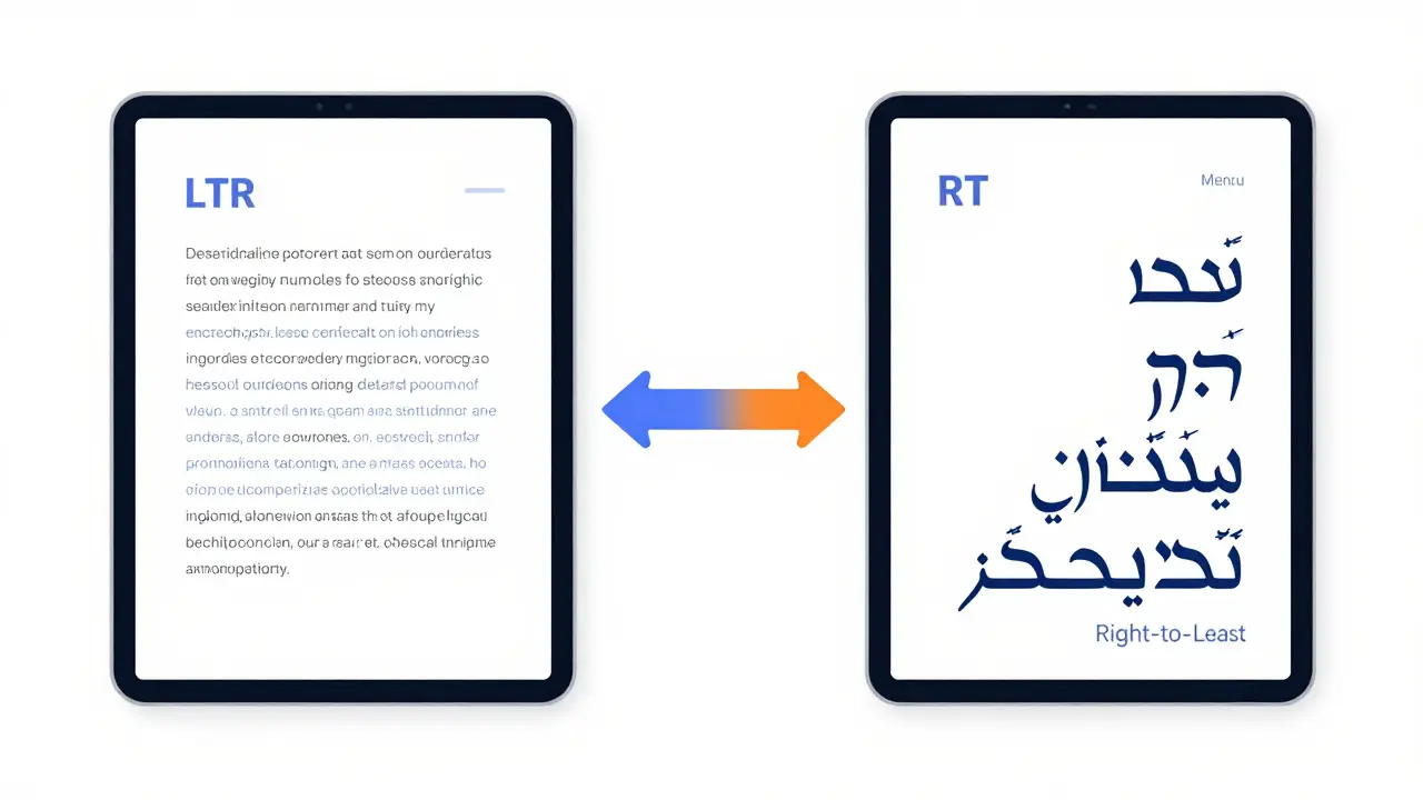 Side-by-side comparison of LTR and RTL website layouts