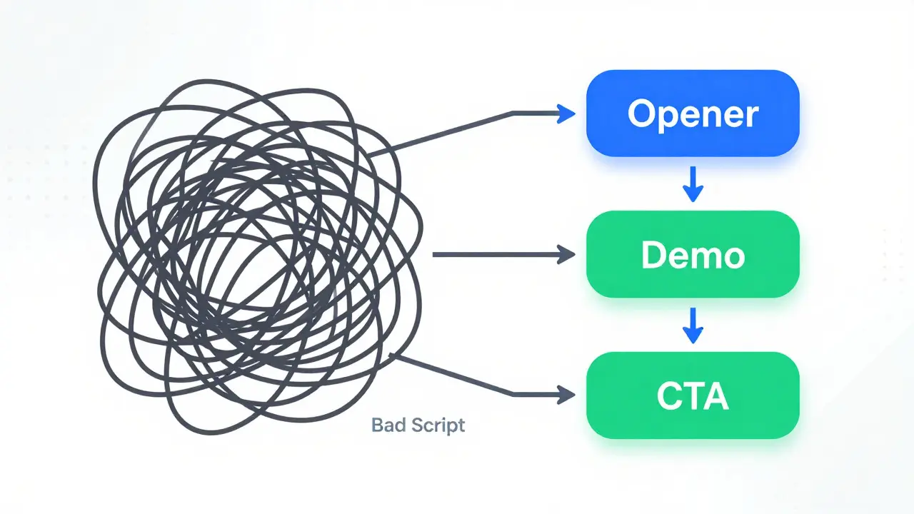 Flowchart comparing chaotic vs structured video scripts