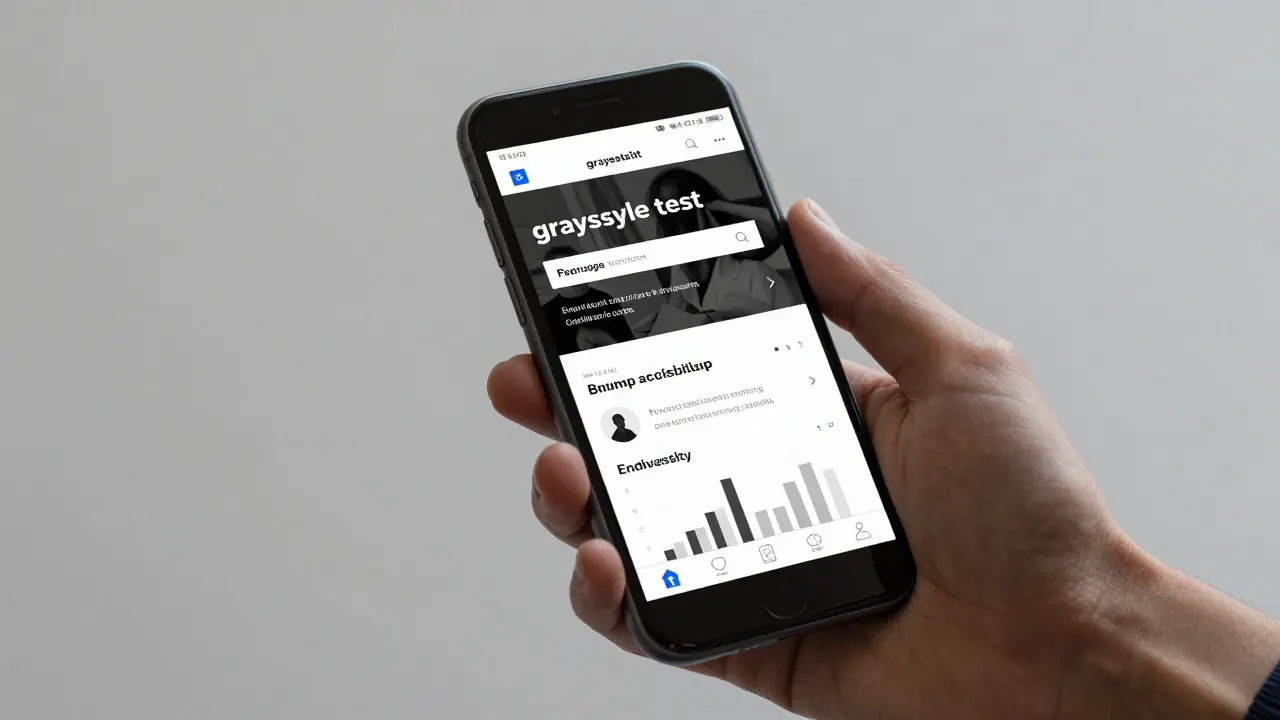 Smartphone showing grayscale accessibility test