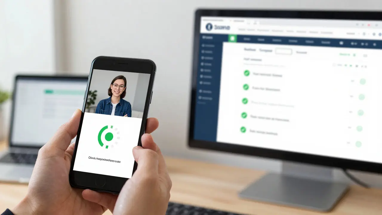 Split view showing mobile buffering issues versus successful LMS tracking on desktop.