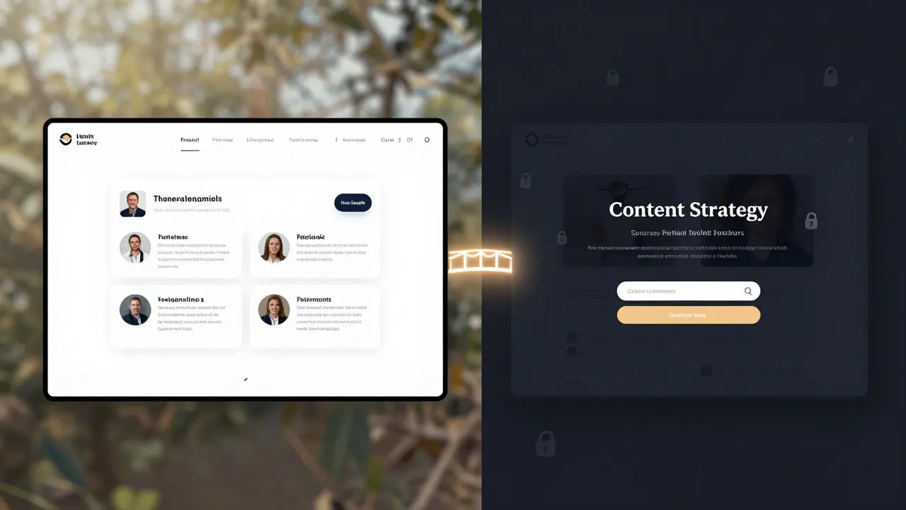 Public landing page connected to secure gated course content