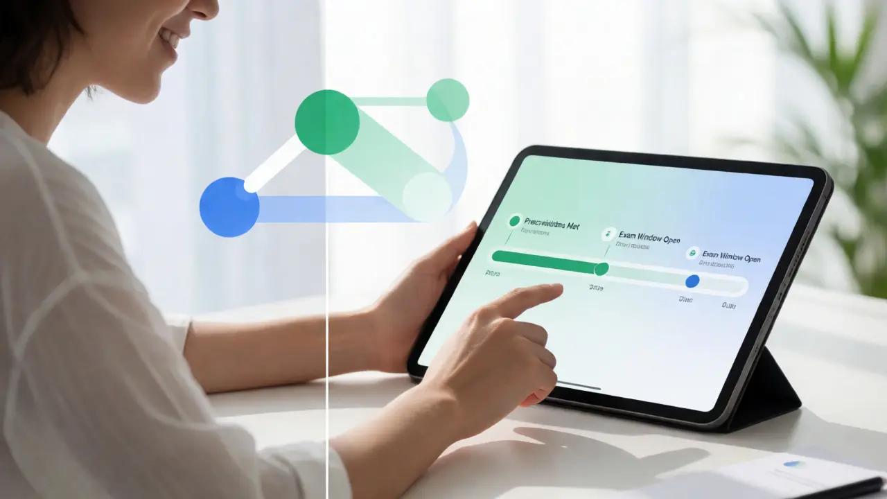 Relaxed user viewing a clear, transparent progress dashboard on a tablet device