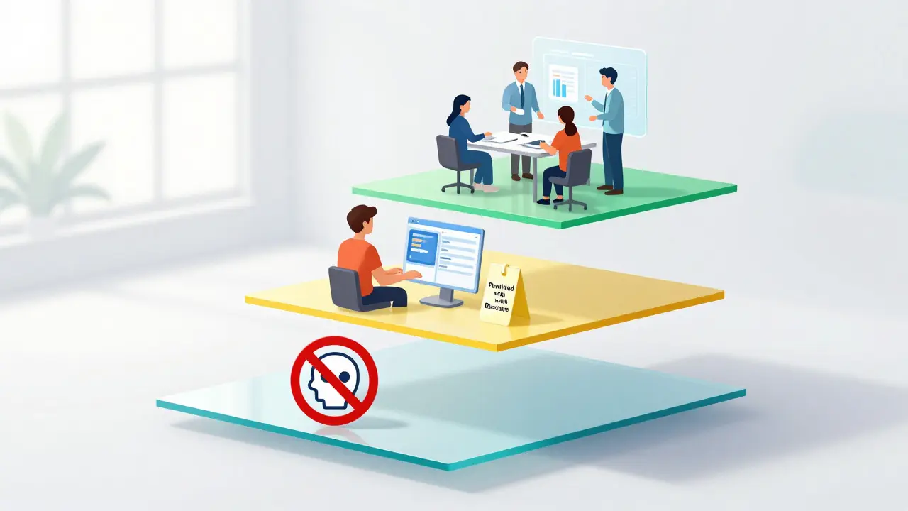 Three-tiered conceptual diagram showing prohibited, permitted, and encouraged AI uses