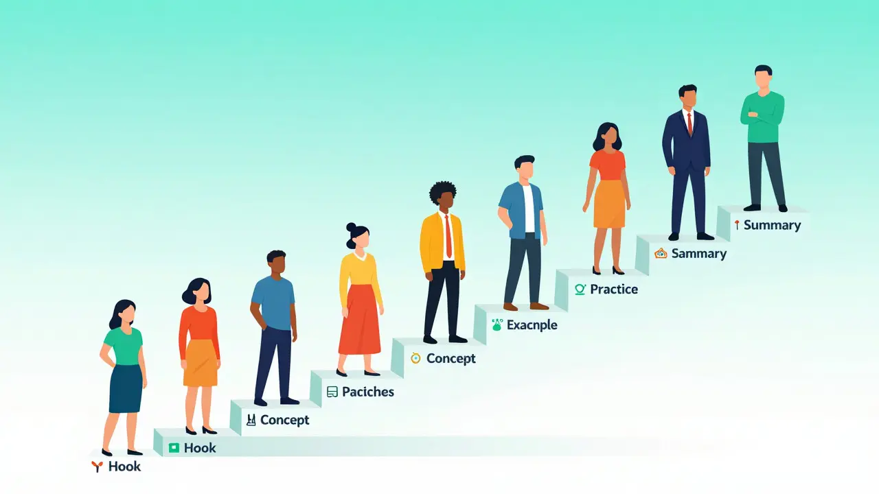 Vector illustration of learners climbing steps of knowledge