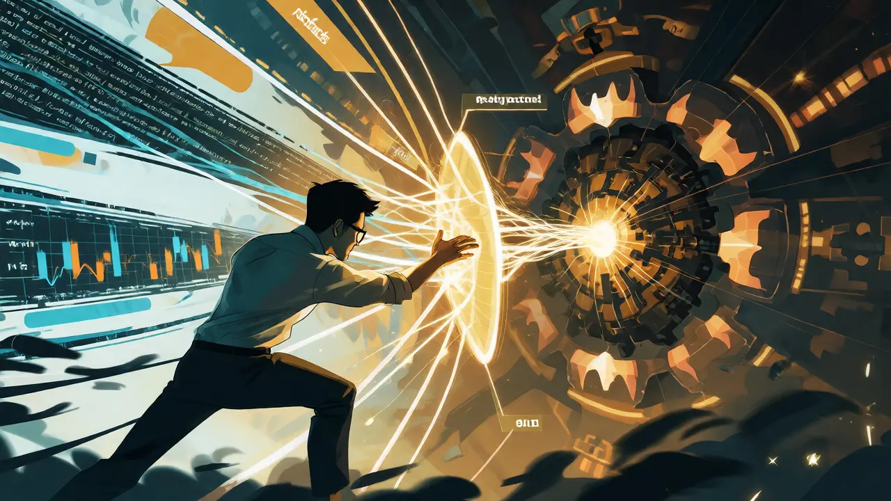 A figure synthesizing glowing threads of various skills into a unified power source.