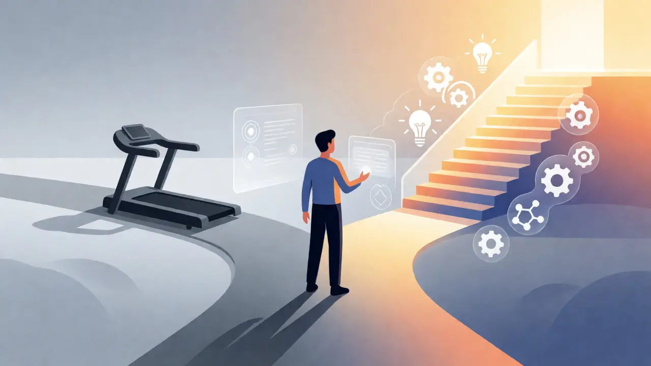 Abstract visualization of career growth versus stagnation