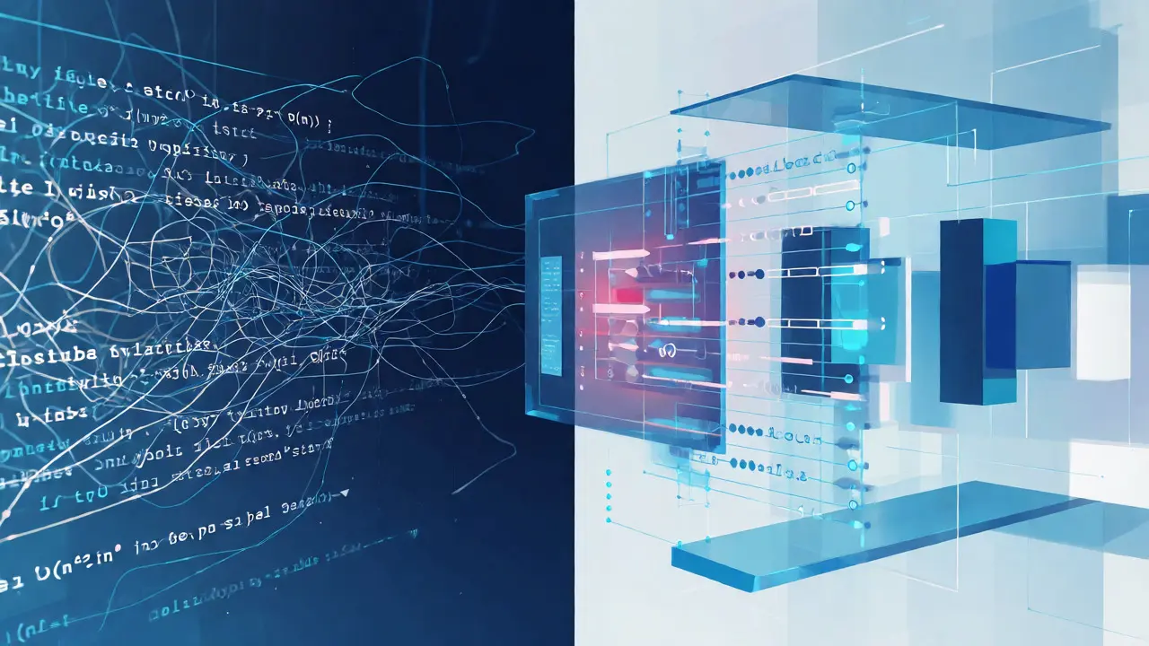 Visual comparison of inefficient vs optimized code structures