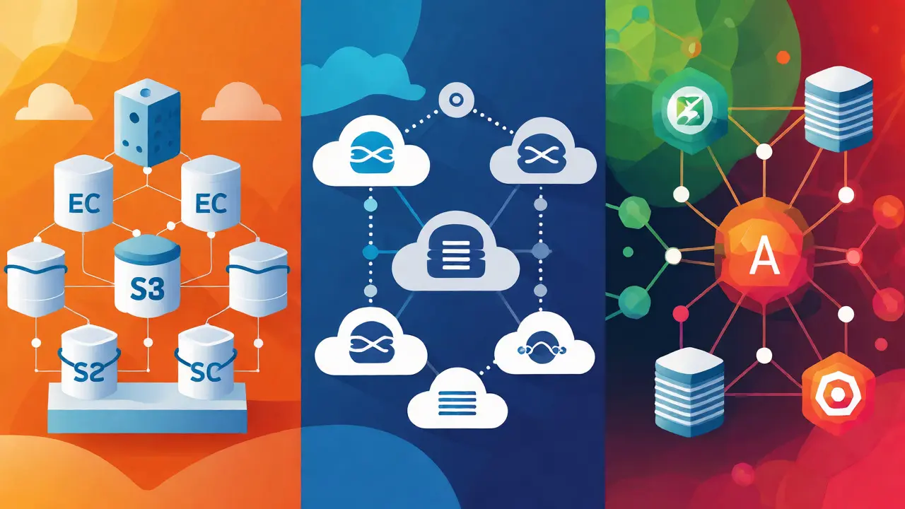 Abstract comparison of AWS, Azure, and Google Cloud ecosystems