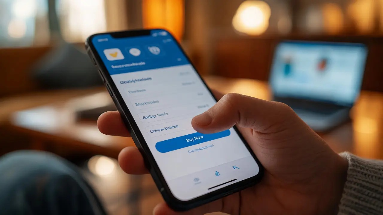 Mobile user completing course enrollment checkout